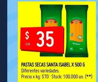 Walmart Pastas Secas Santa Isable x 500 g oferta