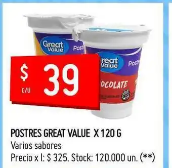 Walmart Postres Great Value x 120 g oferta