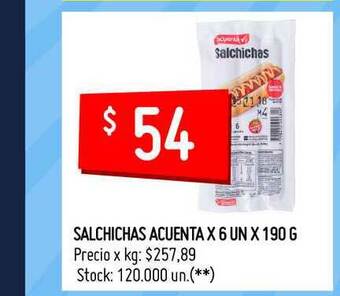 Walmart Salchichas Acuenta x 6 un x 190 g oferta