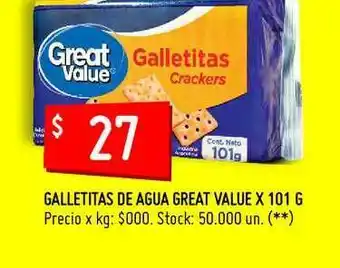 Changomas Galletitas De Agua Great Value x 101g oferta