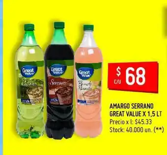 Changomas Amargo Serrano Great Value x 1,5 lt oferta