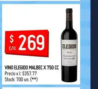 Changomas Vino Elegido Malbec x 750 cc oferta