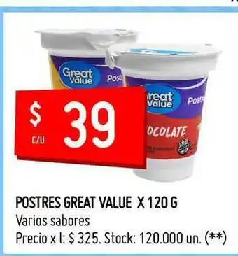 Changomas Postres Great Value x 120 g oferta