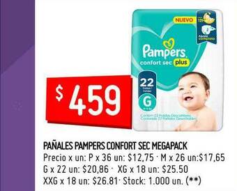 Changomas Pañales Pampers Confort Sec Megapack oferta