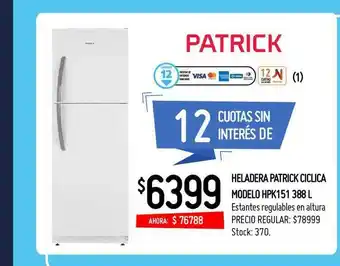 Changomas Heladera Patrick Ciclica Modelo Hpk151 388 L oferta