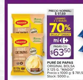 Carrefour Puré De Papas Original Bolsa Maggi Llevando 2 U. Iguales 70% Descuento En La 2da Unidad oferta