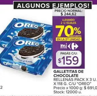 Carrefour Galletitas De Chocolate Rellenas Oreo Llevando 2 U. Iguales 70% Descuento En La 2da Unidad oferta