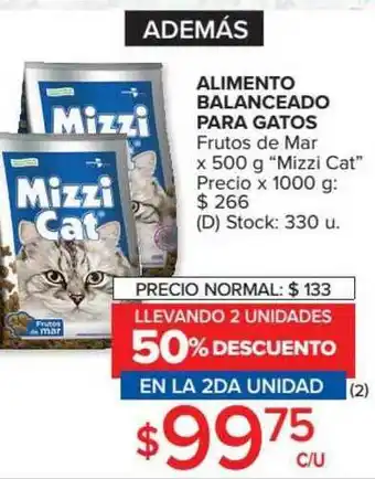 Carrefour Alimento Balanceado Para Gatos Mizzi Cat Llevando 2 U. 50% Descuento En La 2da Unidad oferta