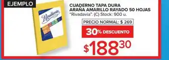 Carrefour Cuaderno Tapa Dura Araña Amarillo Rayado 50 Hojas Rivadavia oferta