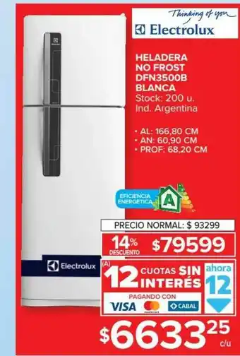 Carrefour Heladera No Frost Dfn3500b Blanca Electrolux oferta