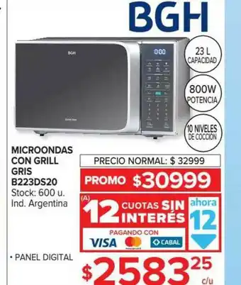 Carrefour Microondas Con Grill Gris B223ds20 Bgh oferta