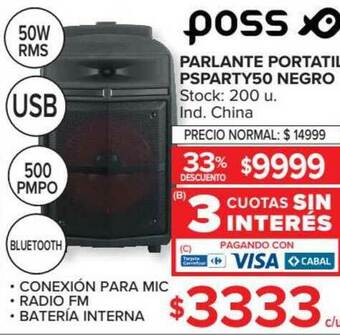 Carrefour Parlante Portatil Psparty50 Negro Poss oferta