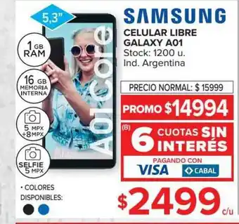 Carrefour Samsung Celular Libre Galaxy A01 oferta