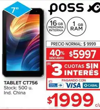 Carrefour Tablet Ct756 Poss oferta