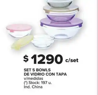 Carrefour Set 5 Bowls De Vidrio Con Tapa oferta