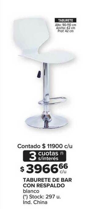 Carrefour Taburete De Bar Con Respaldo oferta