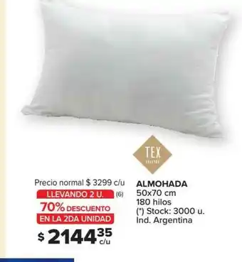 Carrefour Almohada Tex Home Llevando 2 U. oferta