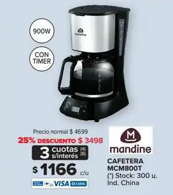 Carrefour Cafetera Mcm800t Mandine 25% Descuento oferta