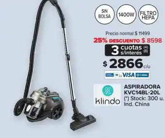 Carrefour Aspiradora Kvc14bl-20l Klindo oferta