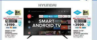 Carrefour Hyundai Smart Tv 50'' Android Hyled 50uhd5a Smart Tv 58'' Android 4k Hyled 58uhd5a oferta