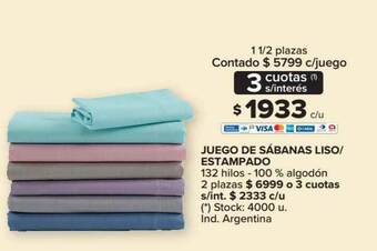 Carrefour Juego De Sábanas Liso Estampado oferta