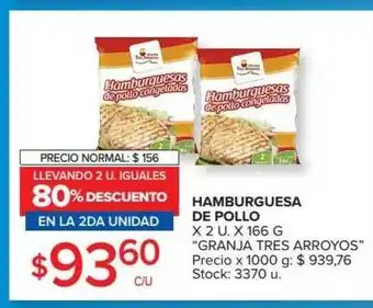 Carrefour Market Hamburguesa De Pollo Granja Tres Arroyos oferta