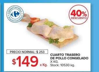 Carrefour Market Cuarto Trasero De Pollo Congelado x kg oferta
