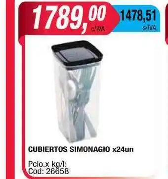 Maxiconsumo Cubiertos Simonago x 24un oferta