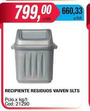 Maxiconsumo Recipiente Residuos Vaiven 5lts oferta