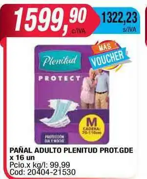 Maxiconsumo Plenitud Prot.gde Pañal Adulto x 16un oferta