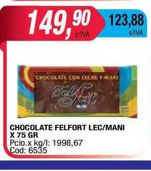 Maxiconsumo Chocolate Felfort Lec Mani x 75gr oferta