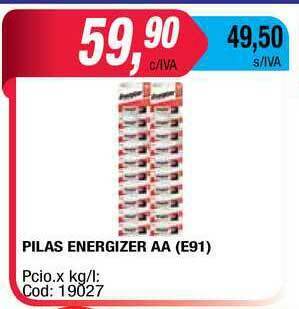 Maxiconsumo Pilas Energizer Aa E91 oferta
