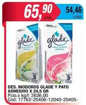 Maxiconsumo Glade Y Pato Adhesivo Des. Inodoros x 24,5gr oferta
