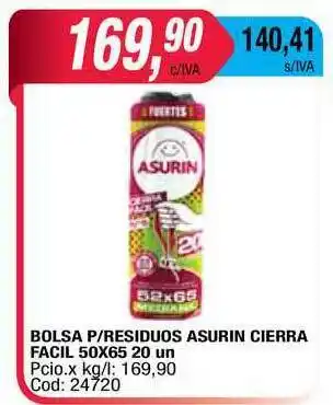 Maxiconsumo Bolsa P Residuos Asurin Cierra Facil 50x65 20un oferta