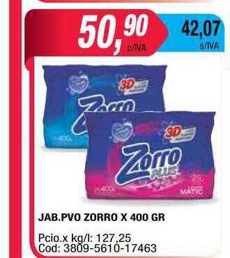 Maxiconsumo Zorro Jab. Pvo x 400gr oferta