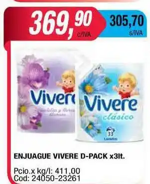 Maxiconsumo Vivere D-pack Enjuague x 3lt oferta