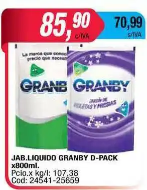 Maxiconsumo Granby D-pack Jab. Liquido x 800ml oferta