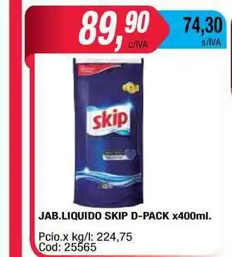 Maxiconsumo Skip D-pack Jab. Liquido x 400ml oferta