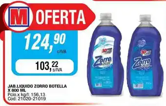 Maxiconsumo Zorro Botella Jab. Liquido x 800ml oferta