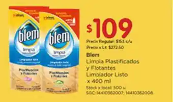 Disco Blem Limpia Plastificados Y Flotantes Limpiador Listo x 400ml oferta