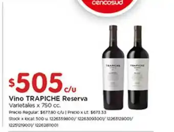 Disco Trapiche Vino Reserva X 750CC oferta