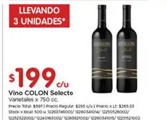 Disco Colon Vino Selecto Llevando 3 Unidades x 750cc oferta