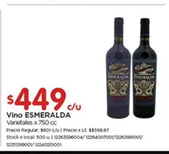 Disco Esmeralda Vino x 750cc oferta