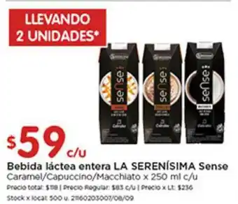 Disco La Serenísima Bebida Láctea Entera Sense x 250ml oferta