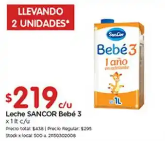 Disco Sancor Leche Bebé 3 x 1lt oferta