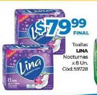 Diarco Lina Toallas Nocturnas x8un oferta