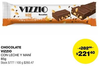 Atomo Conviene CHOCOLATE VIZZIO CON LECHE Y MANÍ 85g oferta