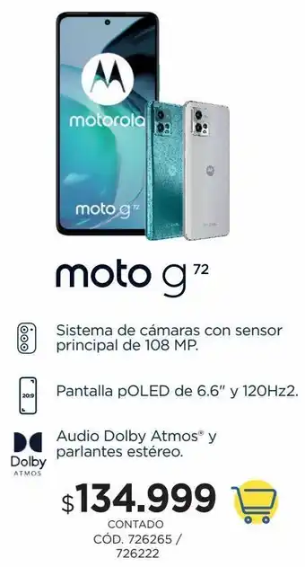 Coppel Celular motorola g72 azul 6gb 128gb oferta