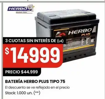 Changomas Batería herbo plus tipo 75 oferta