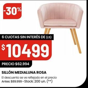 Changomas Sillón medialuna rosa oferta